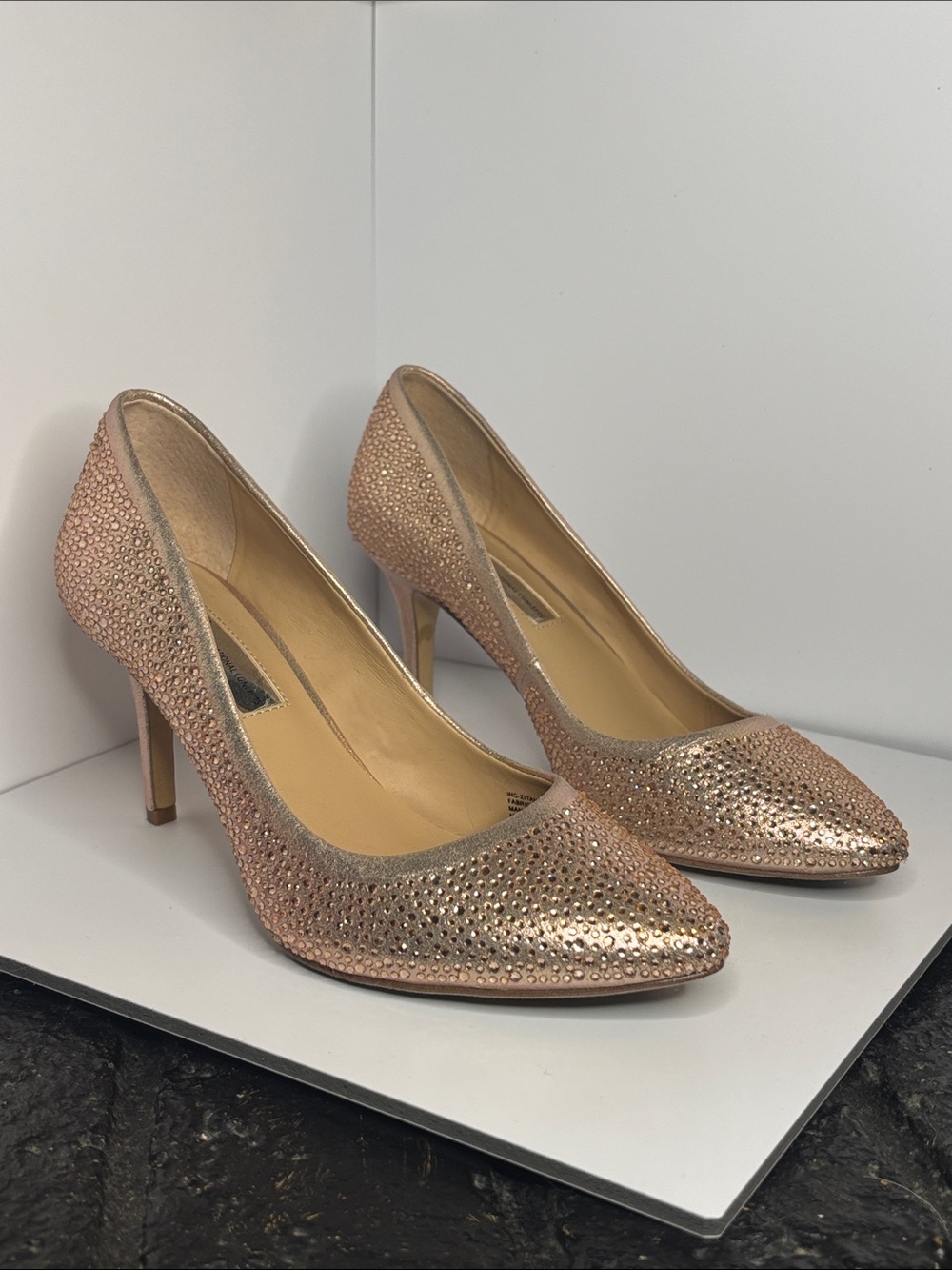 INC International Concepts Rose Gold Crystal-Embellished Pointed Pumps